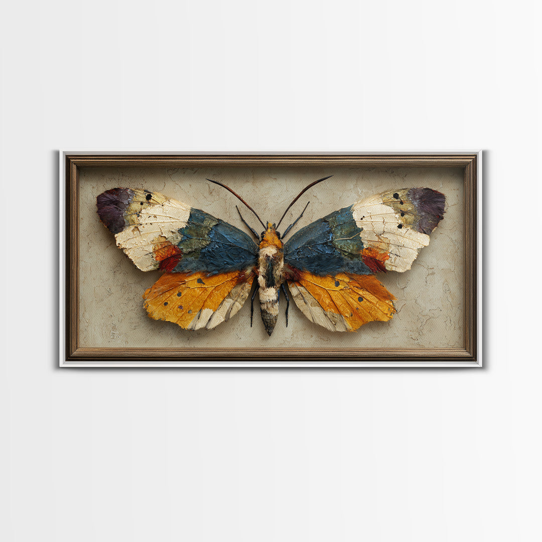 Framed Butterfly Collection Framed Canvas Print, Maximalist Art, Original Painting, Living Room Decor, Fine Art, Maximal, MAX-2x1-43