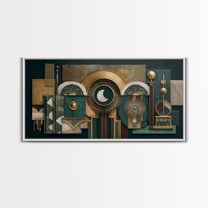 Surreal Room of Floating Objects as Decorative Canvas Print, Maximalist Art, Digital Wall Art, Living Room Decor, Maximal, MAX-2x1-5