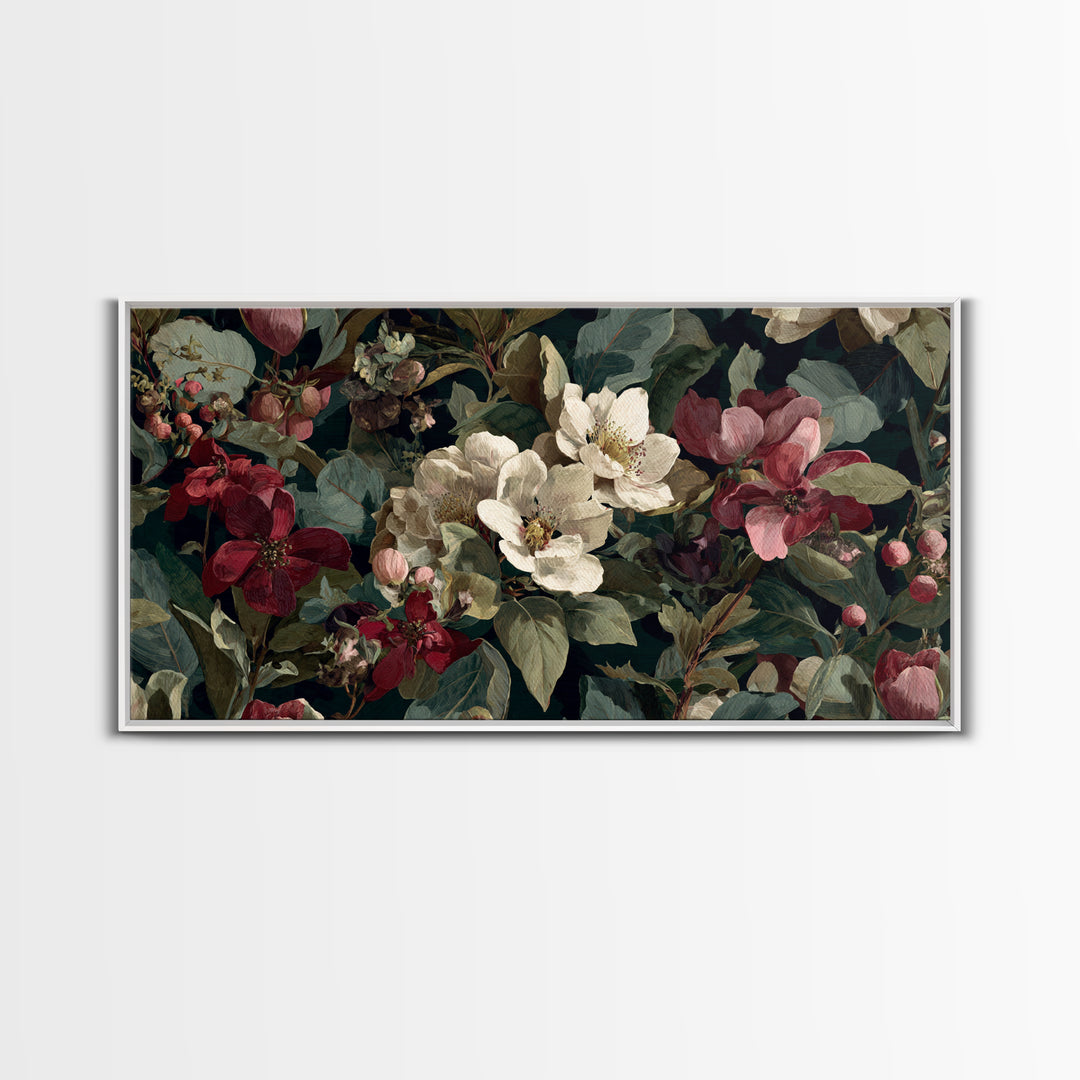 Crowded Botanical Tapestry Framed Canvas Print, Maximalist Art, Abstract Wall Art, Living Room Decor, Fine Art, Maximal, MAX-2x1-51