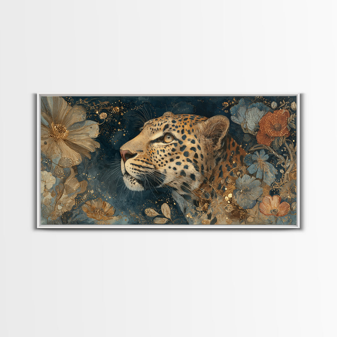 Rainbow Leopard Portrait Framed Canvas Print, Maximalist Art, Luxury Decor, Living Room Decor, Fine Art, Maximal, MAX-2x1-8