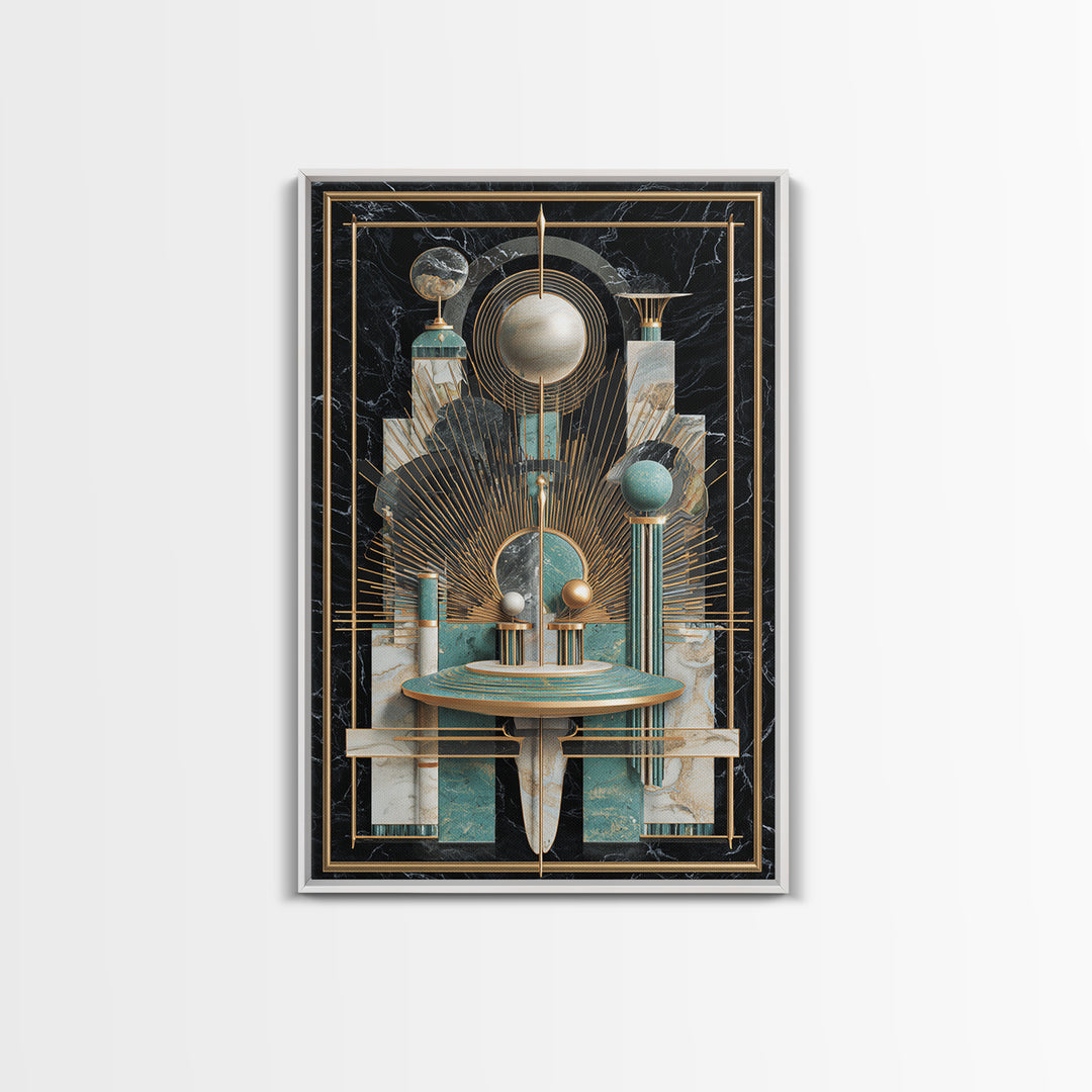 Surreal Room of Floating Objects as Decorative Framed Canvas Print, Maximalist Art, Abstract Art, Living Room Decor, Maximal, MAX-2x3-41