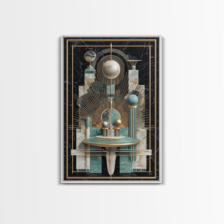 Surreal Room of Floating Objects as Decorative Framed Canvas Print, Maximalist Art, Abstract Art, Living Room Decor, Maximal, MAX-2x3-41