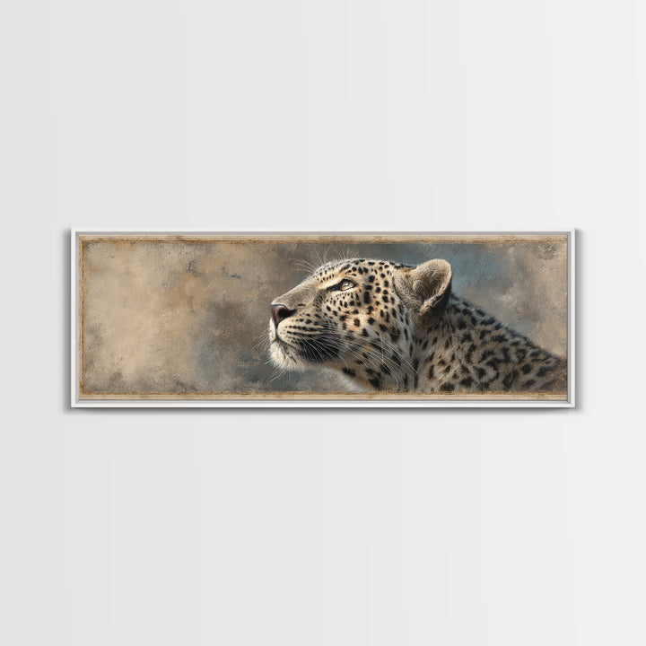Rainbow Leopard Portrait Framed Canvas Print, Maximalist Art, Leopard Print, Living Room Decor, Oil Painting, Maximal, MAX-3x1-28