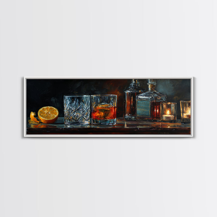 Retro Maximalist Cocktail Still Life Framed Canvas Print, Maximalist Art, Boho Wall Art, Living Room Decor, Fine Art, Maximal, MAX-3x1-82