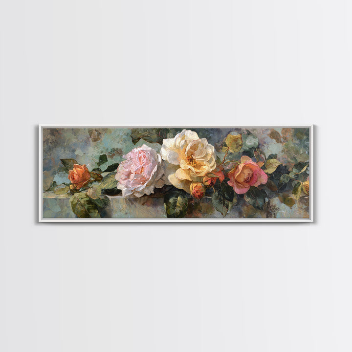 Baroque Roses Mixed Canvas Print, Maximalist Art, Living Room Wall Art, Living Room Decor, Abstract Art, Maximal, Boho Decor, MAX-3x1-94