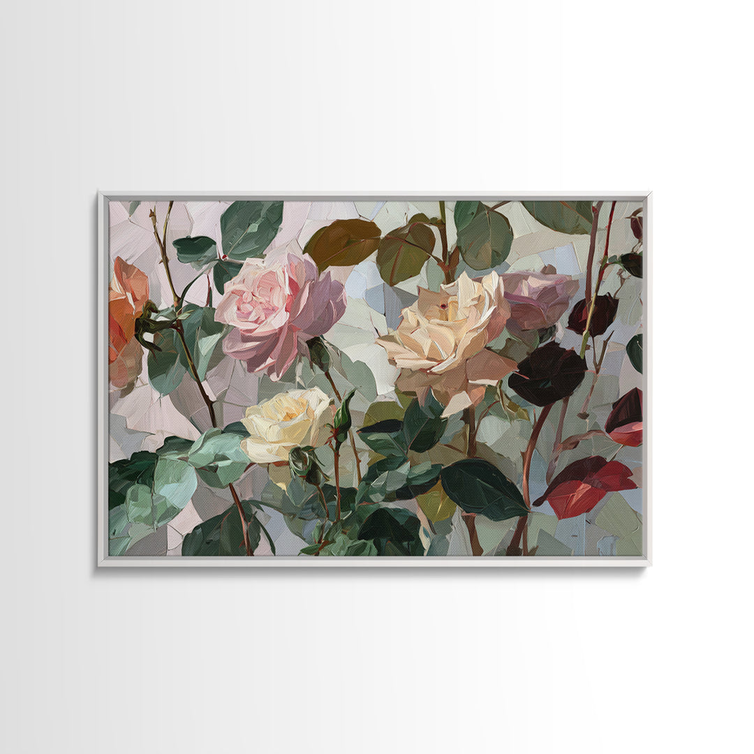 Baroque Roses Mixed Framed Canvas Print, Maximalist Art, Boho Wall Art, Living Room Decor, Fine Art, Maximal, Trendy Wall Art, MAX-3x2-10