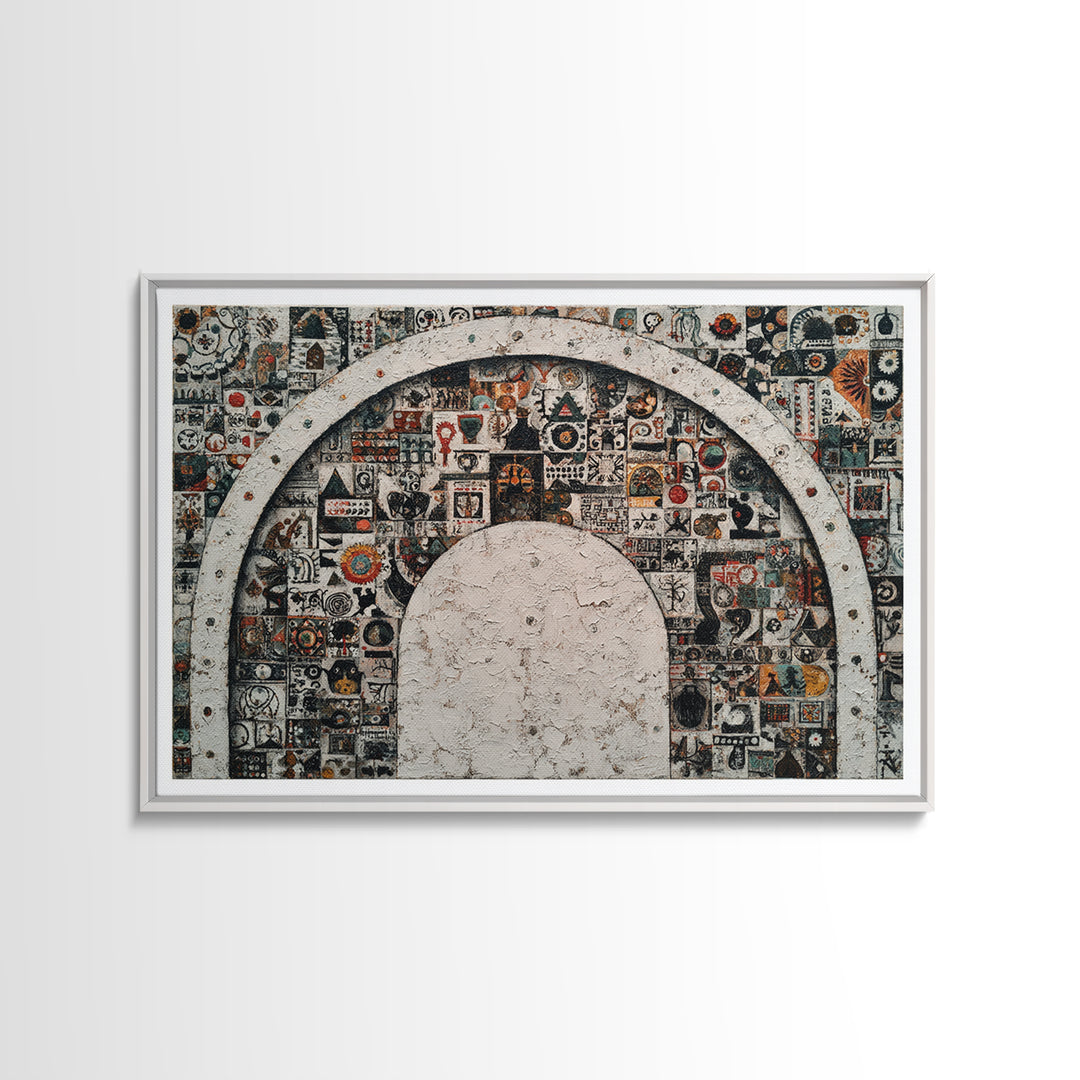Ornamental Arch Filled Framed Canvas Print, Maximalist Art, Modern Art, Living Room Decor, Fine Art, Maximal, Textured Painting, MAX-3x2-23