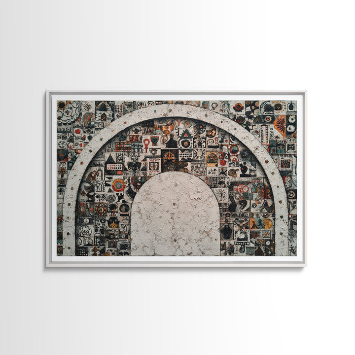 Ornamental Arch Filled Framed Canvas Print, Maximalist Art, Modern Art, Living Room Decor, Fine Art, Maximal, Textured Painting, MAX-3x2-23