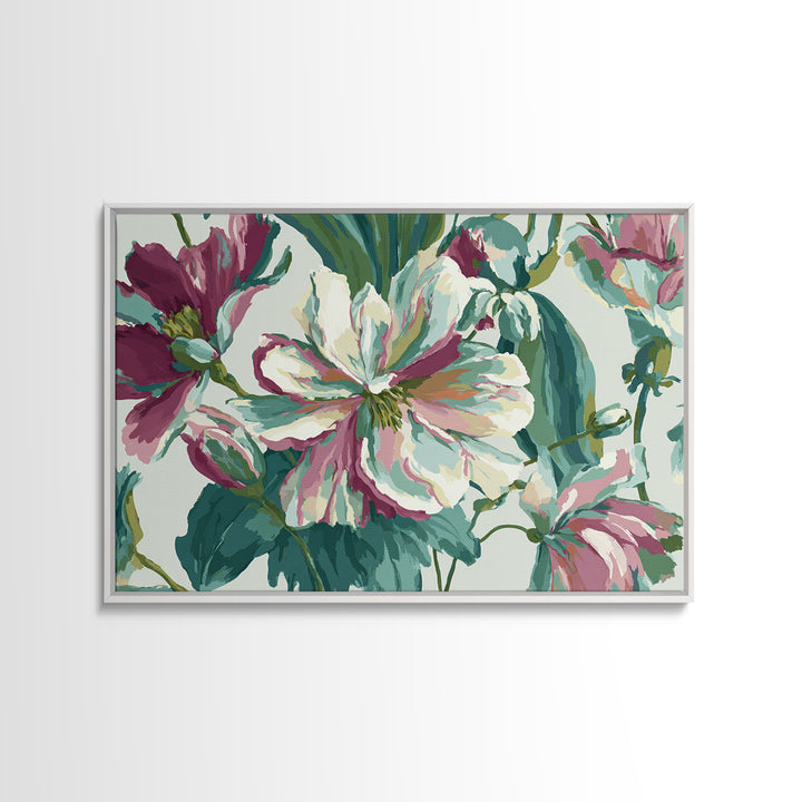 Matisse Inspired Cutouts with Vivid Floral Motifs Canvas Print, Maximalist Art, Retro Wall Art, Living Room Decor, Maximal, MAX-3x2-86