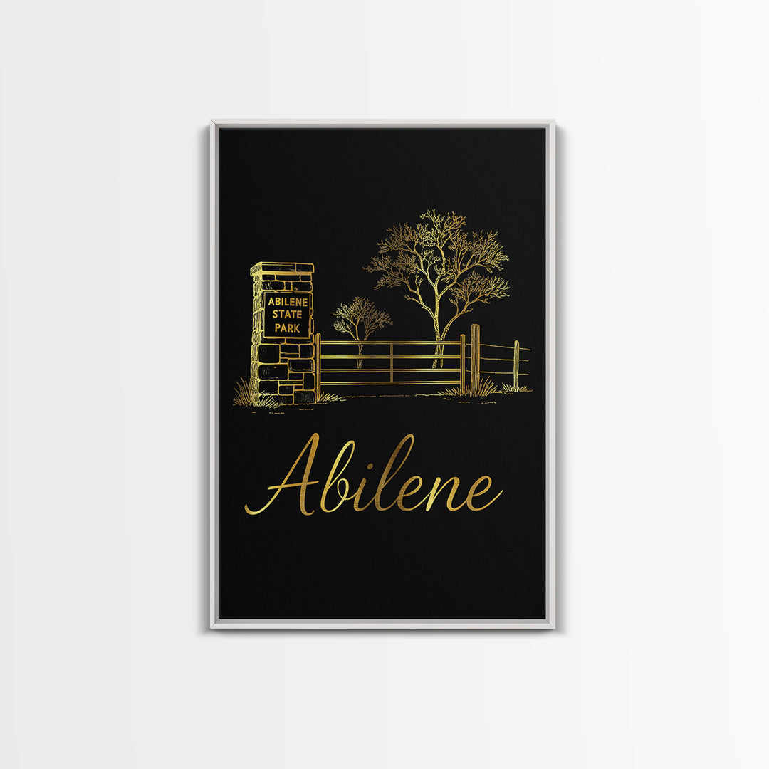 Abilene Texas Travel Poster, Canvas Print, Minimalist Gold Line Art, Abilene City Art, Travel Wall Decor, City Illustration, Home Decor