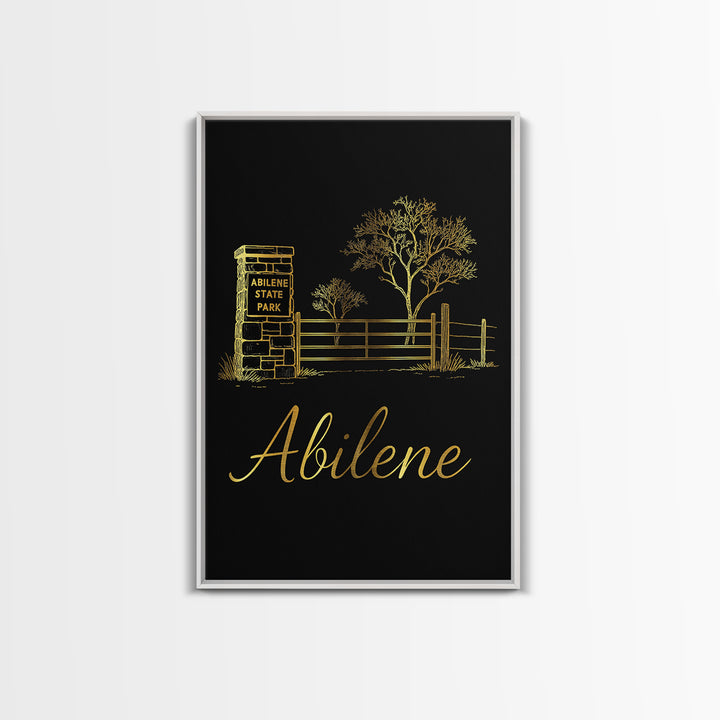 Abilene Texas Travel Poster, Canvas Print, Minimalist Gold Line Art, Abilene City Art, Travel Wall Decor, City Illustration, Home Decor