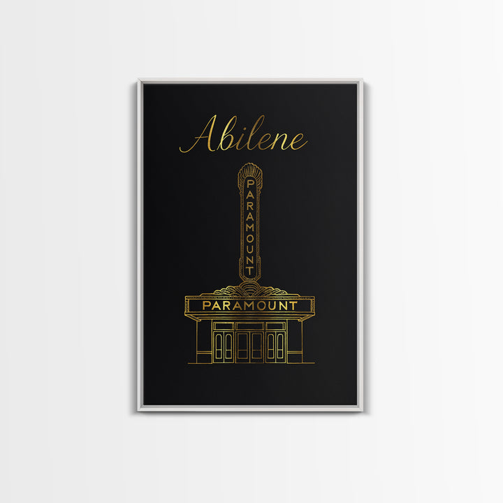 Abilene Travel Poster, Canvas Print, Minimalist Gold Line Art, Abilene Wall Art, Eclectic Wall Decor, Living Room Wall Art, City Poster