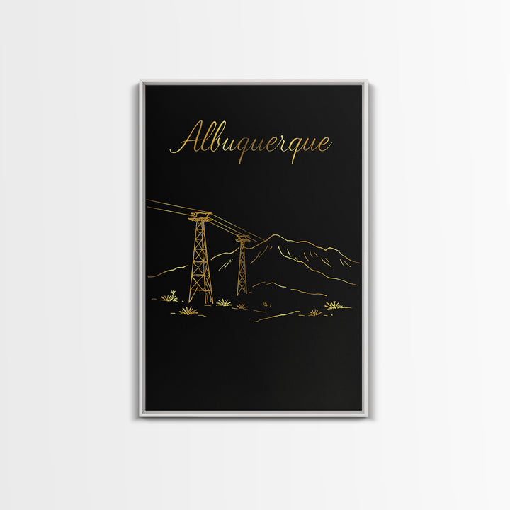 Albuquerque New Mexico Travel Poster, Canvas Print, Dark Minimalist Wall Art, Albuquerque Travel Art, Watercolor Skyline Art