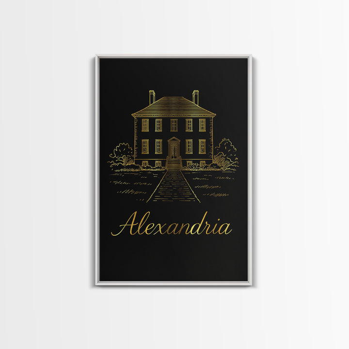 Alexandria Travel Poster, Canvas Print, Minimalist Gold Line Art, Alexandria Art Print, City Illustration, City Art Print, Wanderlust Decor