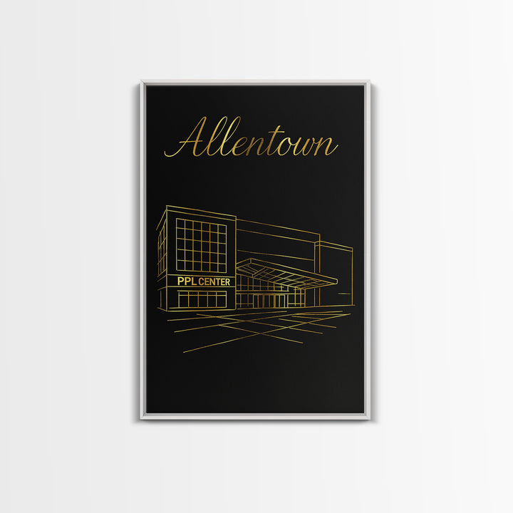 Allentown Travel Poster, Canvas Print, Minimalist Gold Line Art, Allentown Travel Art, Retro Travel Print, Wanderlust Decor, City Poster