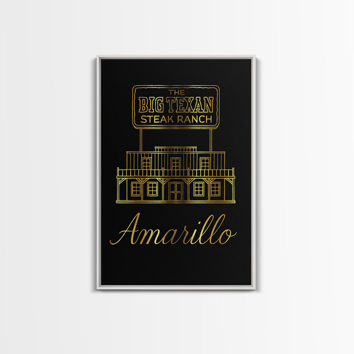 Amarillo Texas Travel Poster, Canvas Print, Minimalist Gold Line Art, Amarillo Poster Print, Gift For Travelers, Mid Century Wall Art