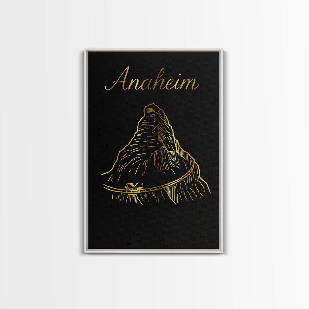 Anaheim Travel Poster, Canvas Print, Gold Outline Poster Art, Anaheim City Art, City Travel Prints, Travel Poster Set, Gift For Travelers