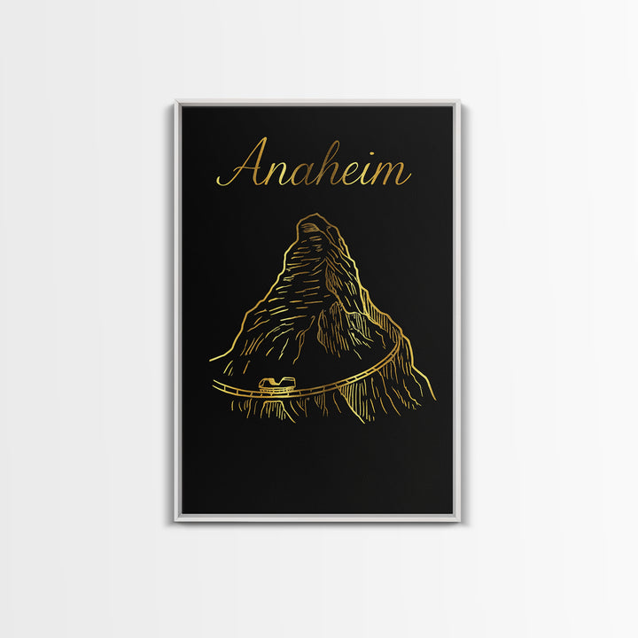 Anaheim Travel Poster, Canvas Print, Gold Outline Poster Art, Anaheim City Art, City Travel Prints, Travel Poster Set, Gift For Travelers