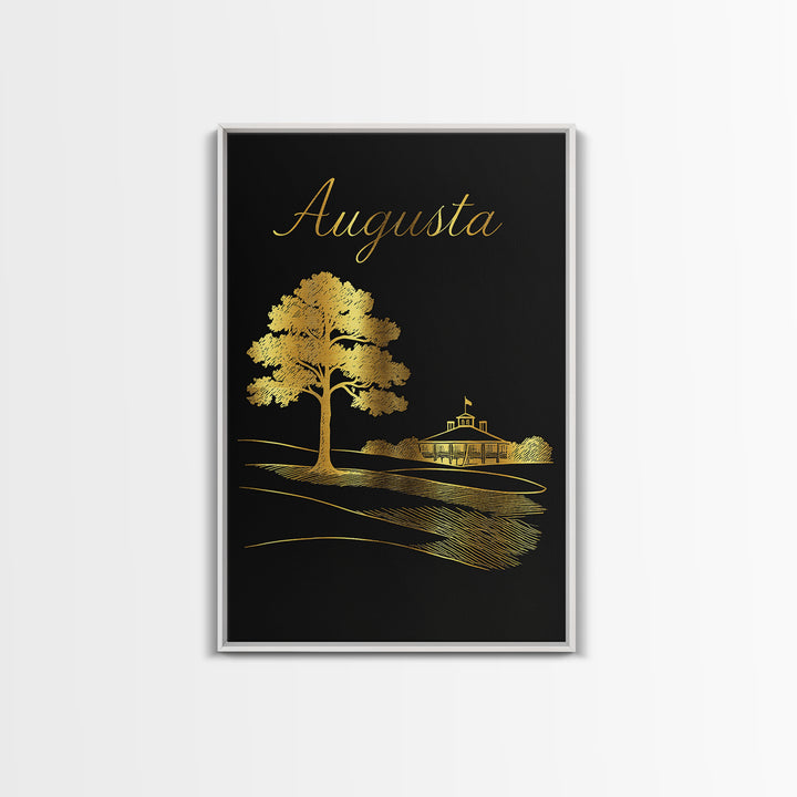 Augusta Georgia Travel Poster, Framed Canvas Print, Dark Minimalist Wall Art, Augusta City Art, Mid Century Wall Art, Living Room Wall Art