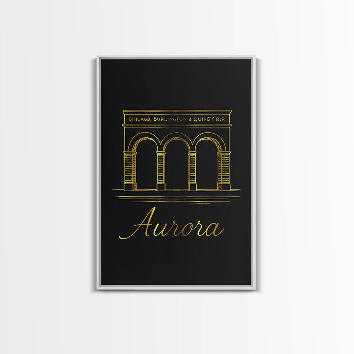 Aurora Travel Poster, Framed Canvas Print, Dark Minimalist Wall Art, Aurora Travel Art, Mid Century Wall Art, Wanderlust Decor