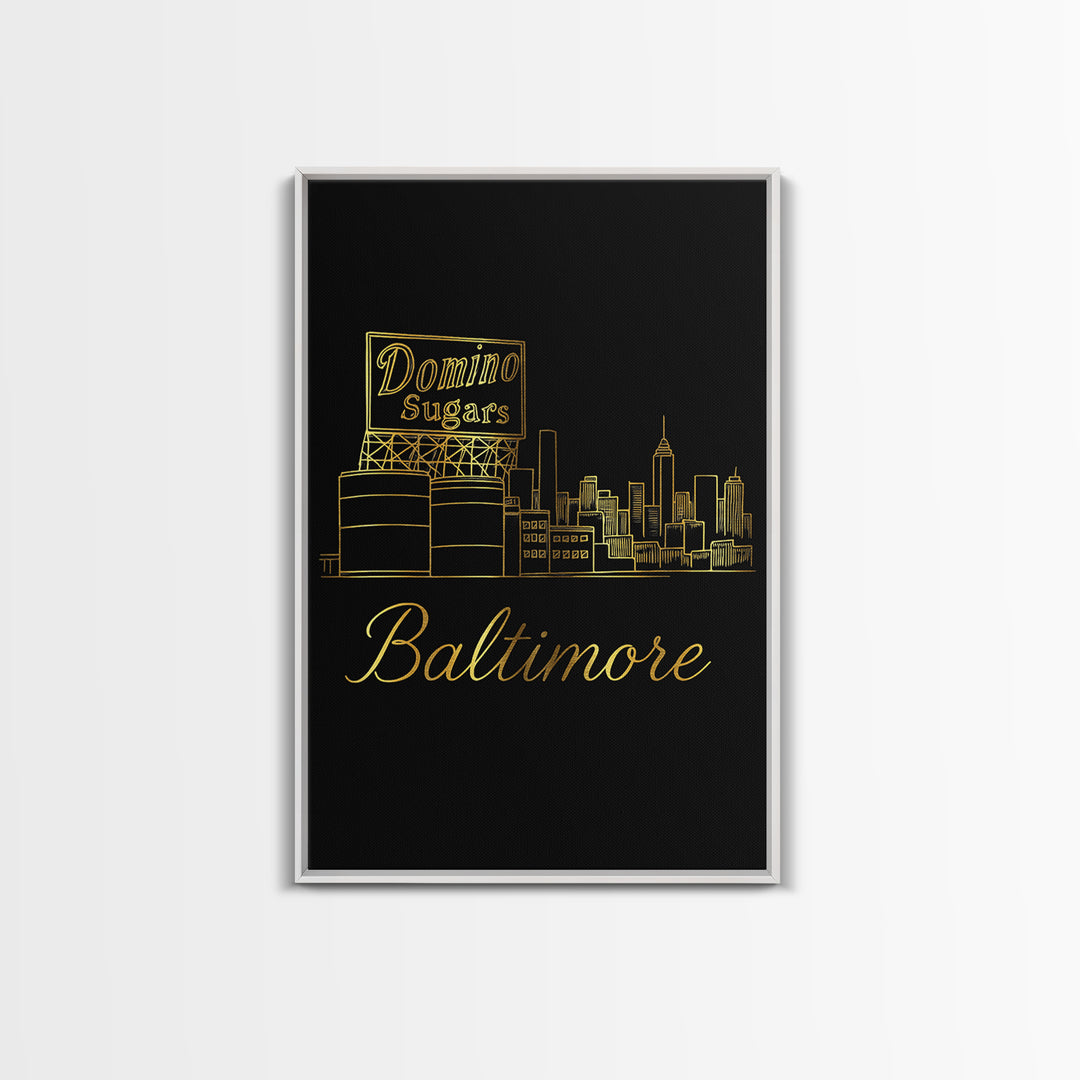 Baltimore Maryland Travel Poster, Framed Canvas Print, Dark Minimalist Wall Art, Baltimore City Art, Gift For Travelers, Fine Art Print
