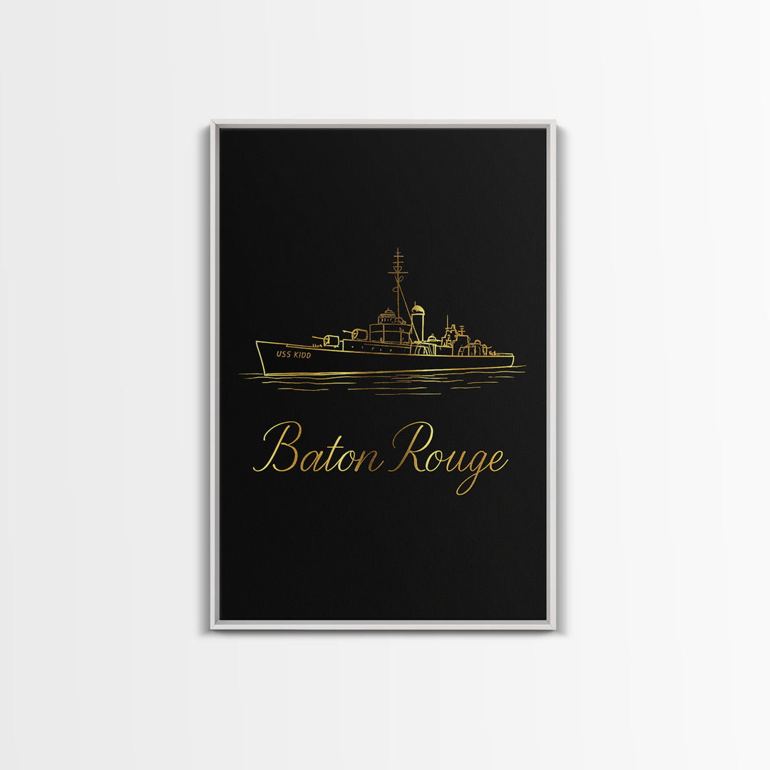 Baton Rouge Louisiana Travel Poster, Canvas Print, Minimalist Gold Line Art, Baton Rouge Art Print, Gift For Travelers, Wanderlust Decor
