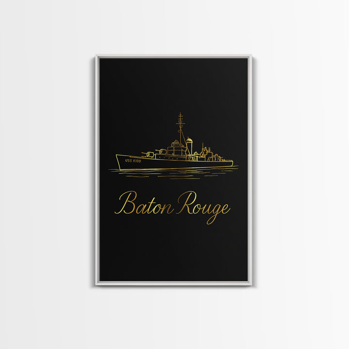 Baton Rouge Louisiana Travel Poster, Canvas Print, Minimalist Gold Line Art, Baton Rouge Art Print, Gift For Travelers, Wanderlust Decor