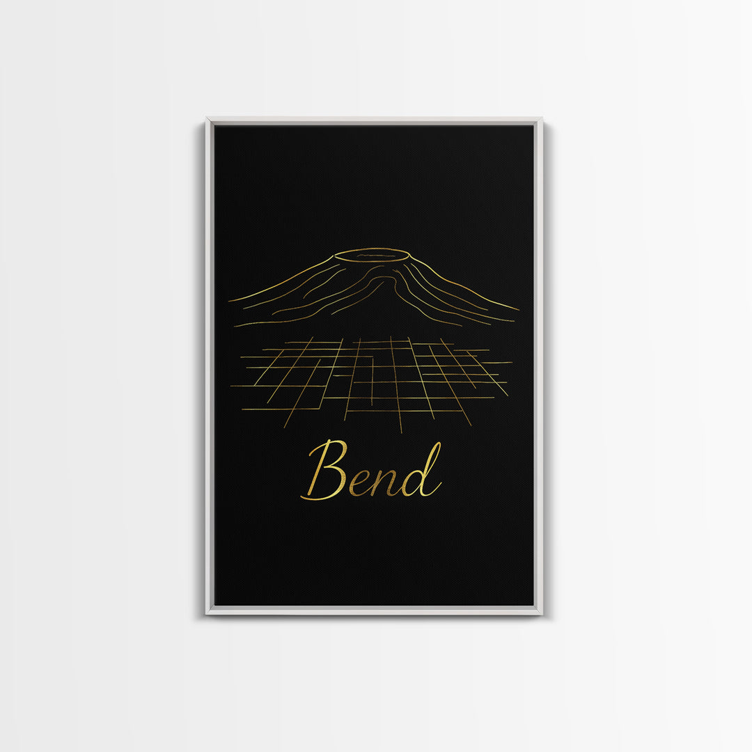Bend Travel Poster, Canvas Print, Gold Outline Poster Art, Bend City Art, Living Room Wall Art, Travel Poster Set, Eclectic Wall Decor