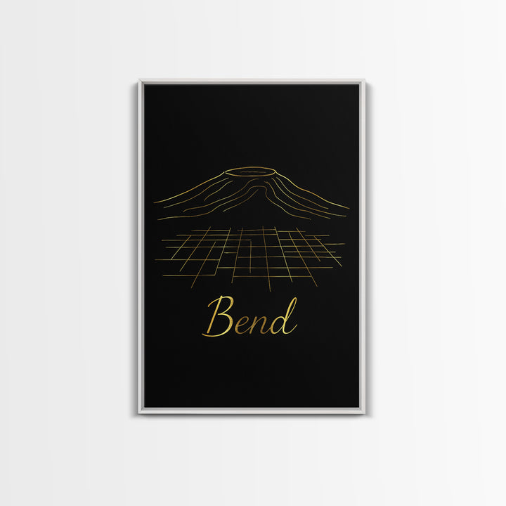 Bend Travel Poster, Canvas Print, Gold Outline Poster Art, Bend City Art, Living Room Wall Art, Travel Poster Set, Eclectic Wall Decor
