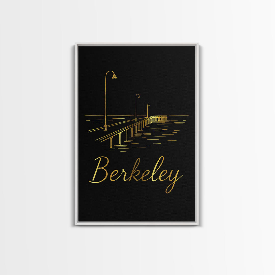 Berkeley California Travel Poster, Canvas Print, Dark Minimalist Wall Art, Berkeley Poster Print, City Travel Prints, Eclectic Wall Decor