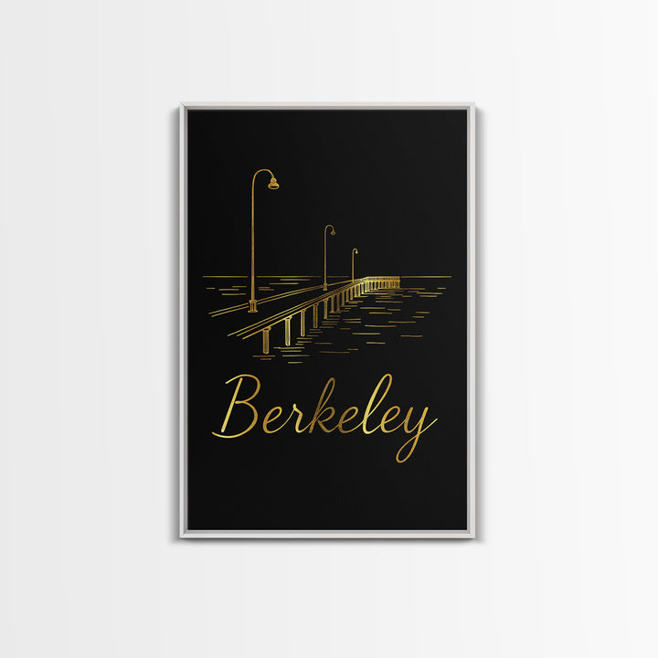 Berkeley California Travel Poster, Canvas Print, Dark Minimalist Wall Art, Berkeley Poster Print, City Travel Prints, Eclectic Wall Decor