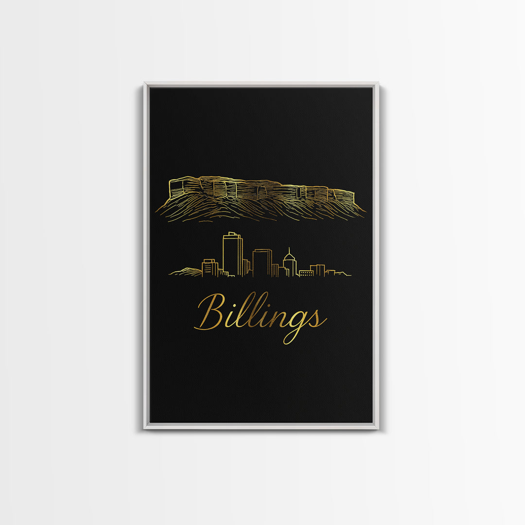 Billings Montana Travel Poster, Canvas Print, Dark Minimalist Wall Art, Billings Poster Print, Wall Art, Travel Wall Art, Art Print