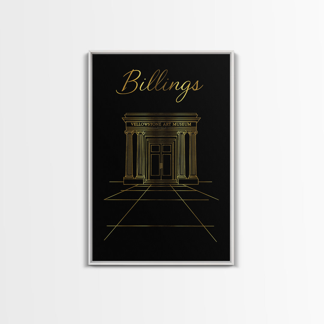 Billings Travel Poster, Framed Canvas Print, Dark Minimalist Wall Art, Billings City Art, Travel Wall Art, Vintage City Art, City Poster