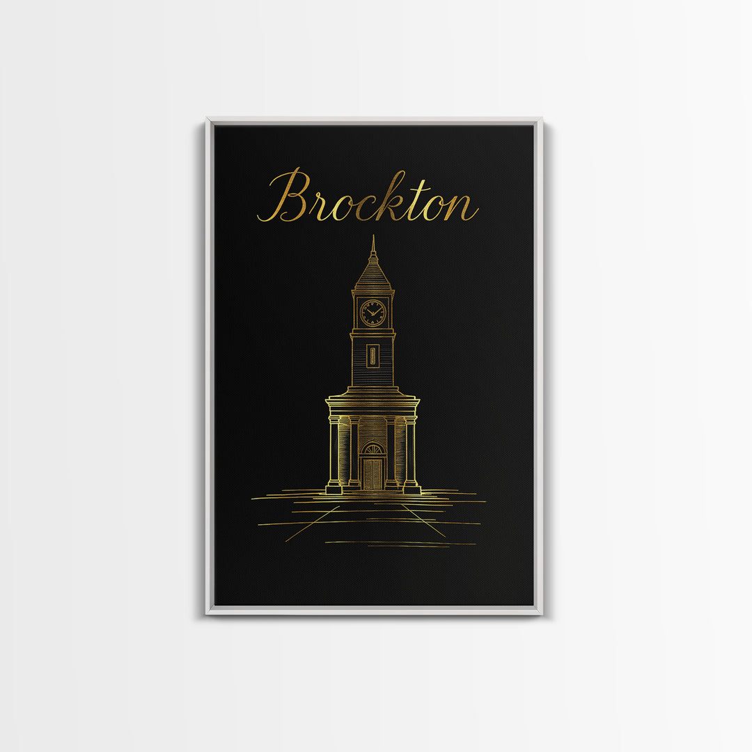 Brockton Massachusetts Travel Poster, Canvas Print, Dark Minimalist Wall Art, Brockton City Art, Gift For Travelers, Wanderlust Decor