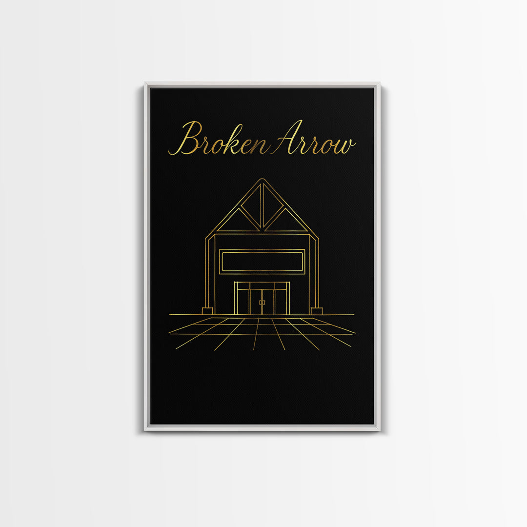 Broken Arrow Oklahoma Travel Poster, Canvas Print, Dark Minimalist Wall Art, Broken Arrow Travel Art, Gift For Travelers, Wall Art