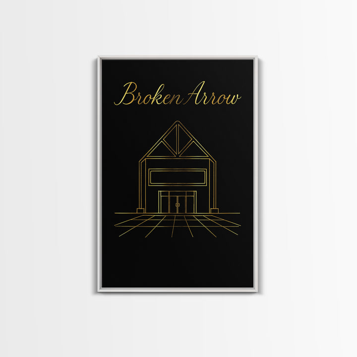 Broken Arrow Oklahoma Travel Poster, Canvas Print, Dark Minimalist Wall Art, Broken Arrow Travel Art, Gift For Travelers, Wall Art