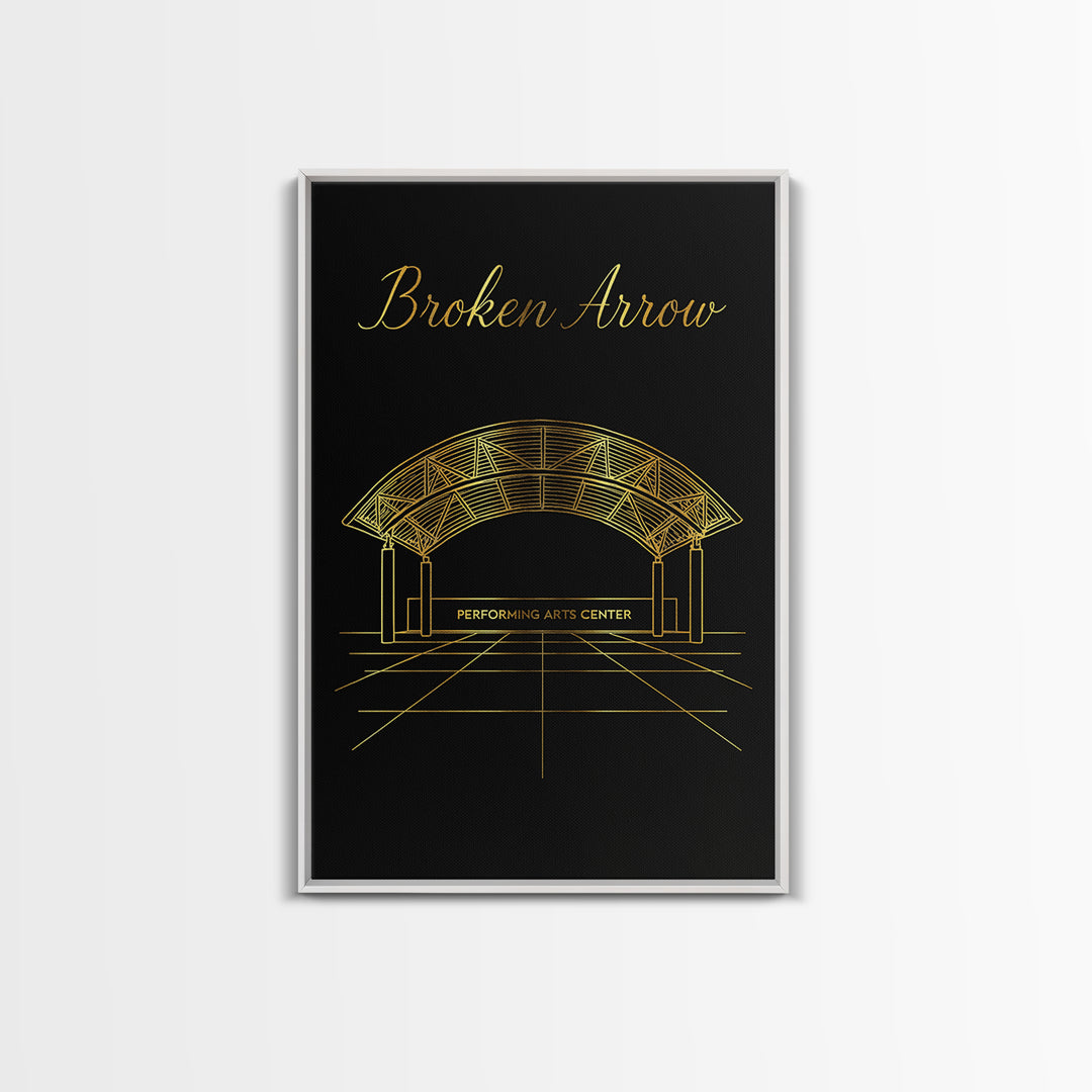 Broken Arrow Travel Poster, Canvas Print, Dark Minimalist Wall Art, Broken Arrow City Art, City Illustration, Travel Wall Decor