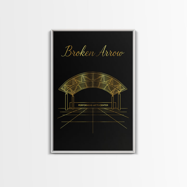 Broken Arrow Travel Poster, Canvas Print, Dark Minimalist Wall Art, Broken Arrow City Art, City Illustration, Travel Wall Decor