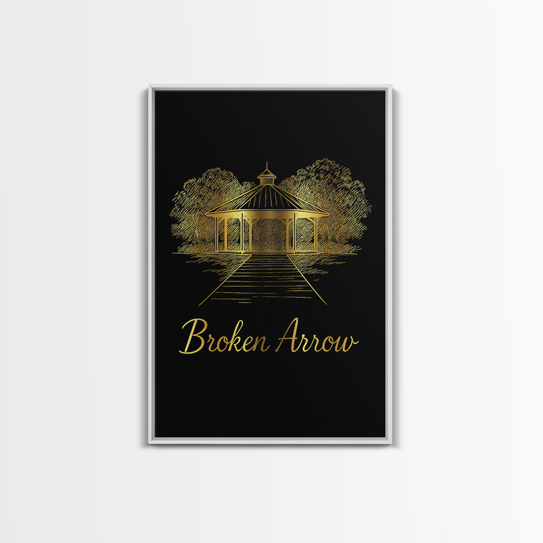 Broken Arrow Travel Poster, Canvas Print, Dark Minimalist Wall Art, Broken Arrow Travel Art, Retro Travel Print, Travel Wall Decor