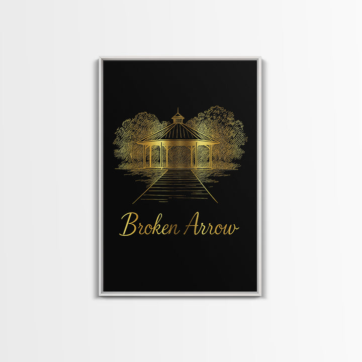 Broken Arrow Travel Poster, Canvas Print, Dark Minimalist Wall Art, Broken Arrow Travel Art, Retro Travel Print, Travel Wall Decor