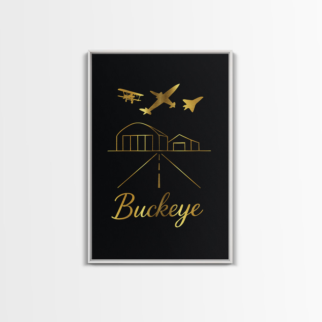 Buckeye Travel Poster, Framed Canvas Print, Dark Minimalist Wall Art, Buckeye City Art, Travel Art Print, Travel Poster Art, City Poster