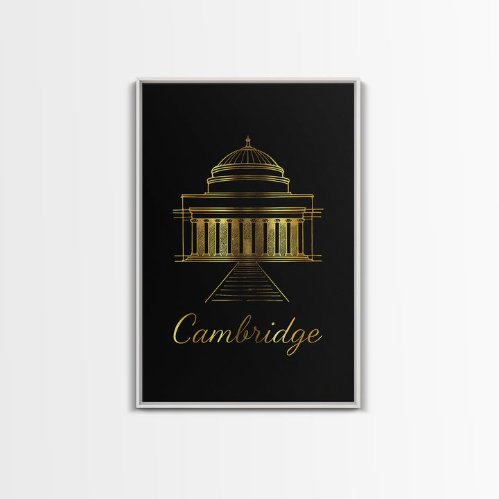 Cambridge Travel Poster, Canvas Print, Black Gold Minimalist Art, Cambridge Poster Print, Travel Poster Art, Gift For Travelers