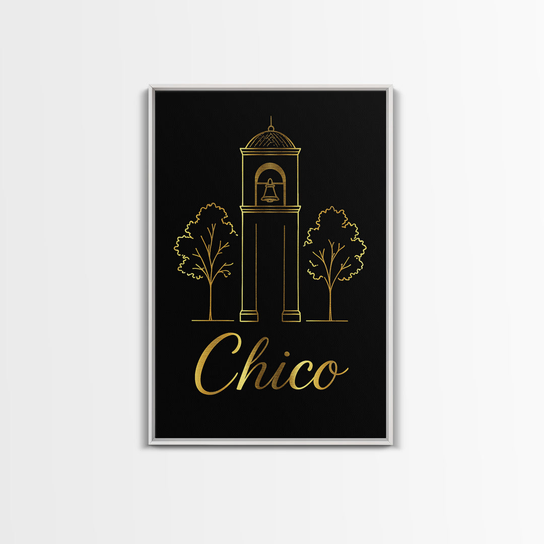 Chico Travel Poster, Framed Canvas Print, Dark Minimalist Wall Art, Chico Poster Print, City Art Print, Living Room Wall Art, Home Decor