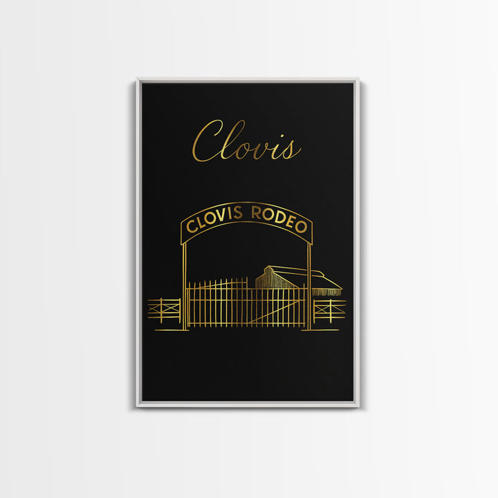 Clovis California Travel Poster, Canvas Print, Black Gold Minimalist Art, Clovis Poster Print, Mid Century Wall Art, Travel Wall Decor