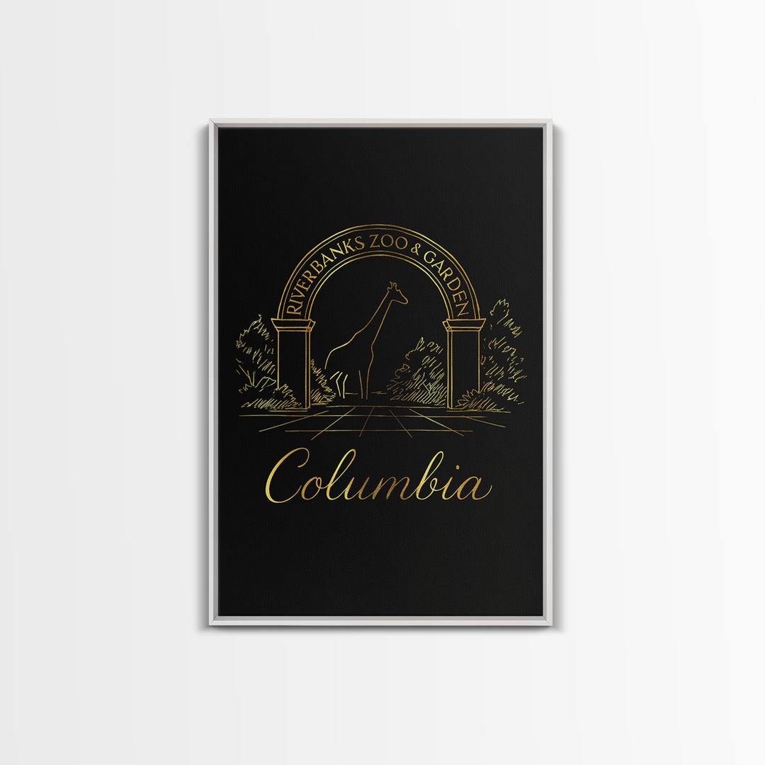 Columbia Travel Poster, Canvas Print, Gold Outline Poster Art, Columbia Art Print, City Illustration, Travel Wall Decor, Travel Poster Set