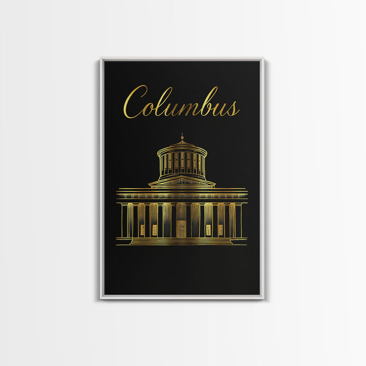 Columbus Travel Poster, Canvas Print, Minimalist Gold Line Art, Columbus Wall Art, Travel Poster Set, Wanderlust Decor, Travel Wall Decor