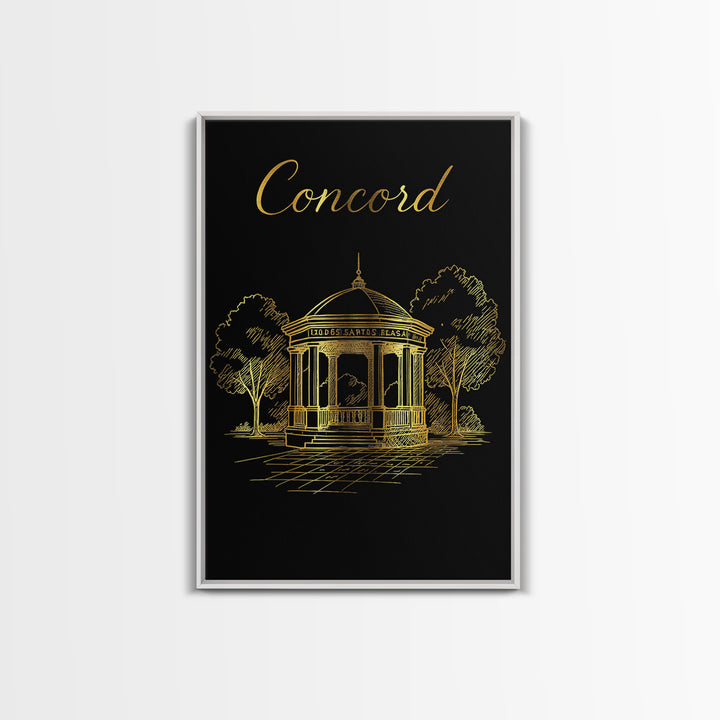 Concord Travel Poster, Canvas Print, Minimalist Gold Line Art, Concord Travel Art, City Travel Prints, Retro Travel Print, Wanderlust Decor