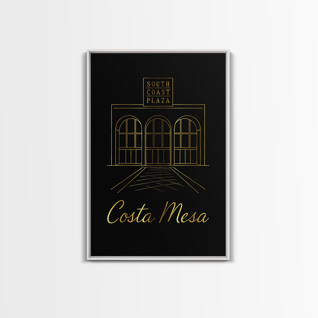 Costa Mesa California Travel Poster, Canvas Print, Minimalist Gold Line Art, Costa Mesa Wall Art, Fine Art Print, Wall Decor, Wall Decor