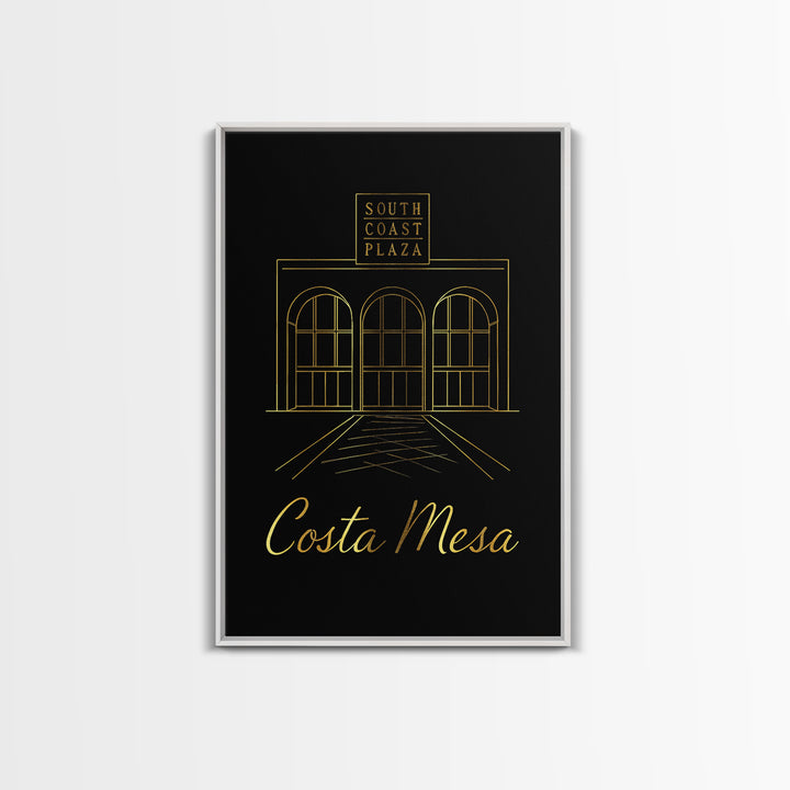 Costa Mesa California Travel Poster, Canvas Print, Minimalist Gold Line Art, Costa Mesa Wall Art, Fine Art Print, Wall Decor, Wall Decor