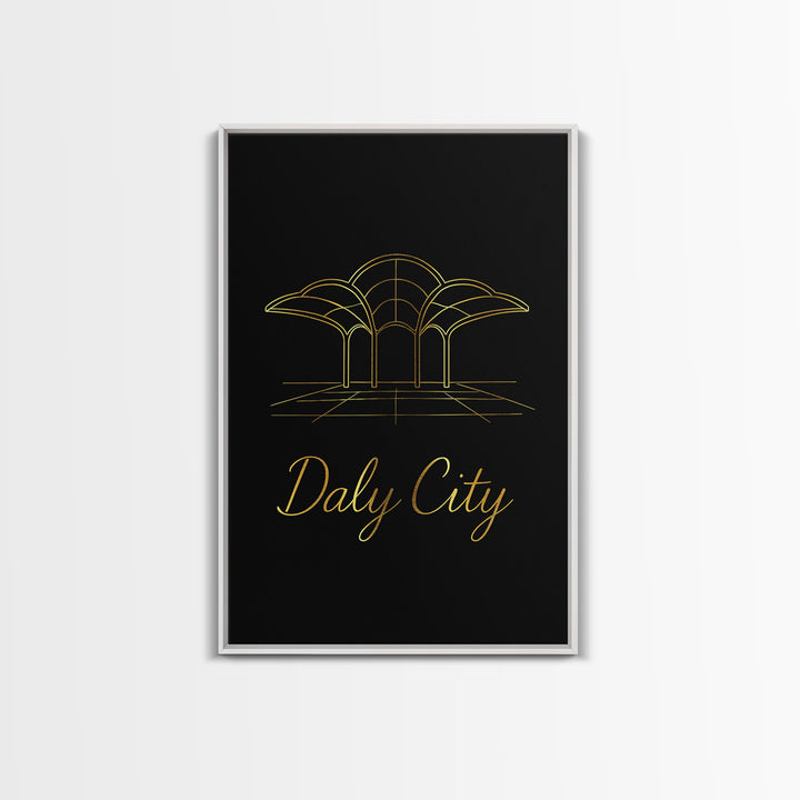 Daly City Travel Poster, Canvas Print, Minimalist Gold Line Art, Daly City City Art, City Art Print, Travel Wall Decor, Modern Wall Decor